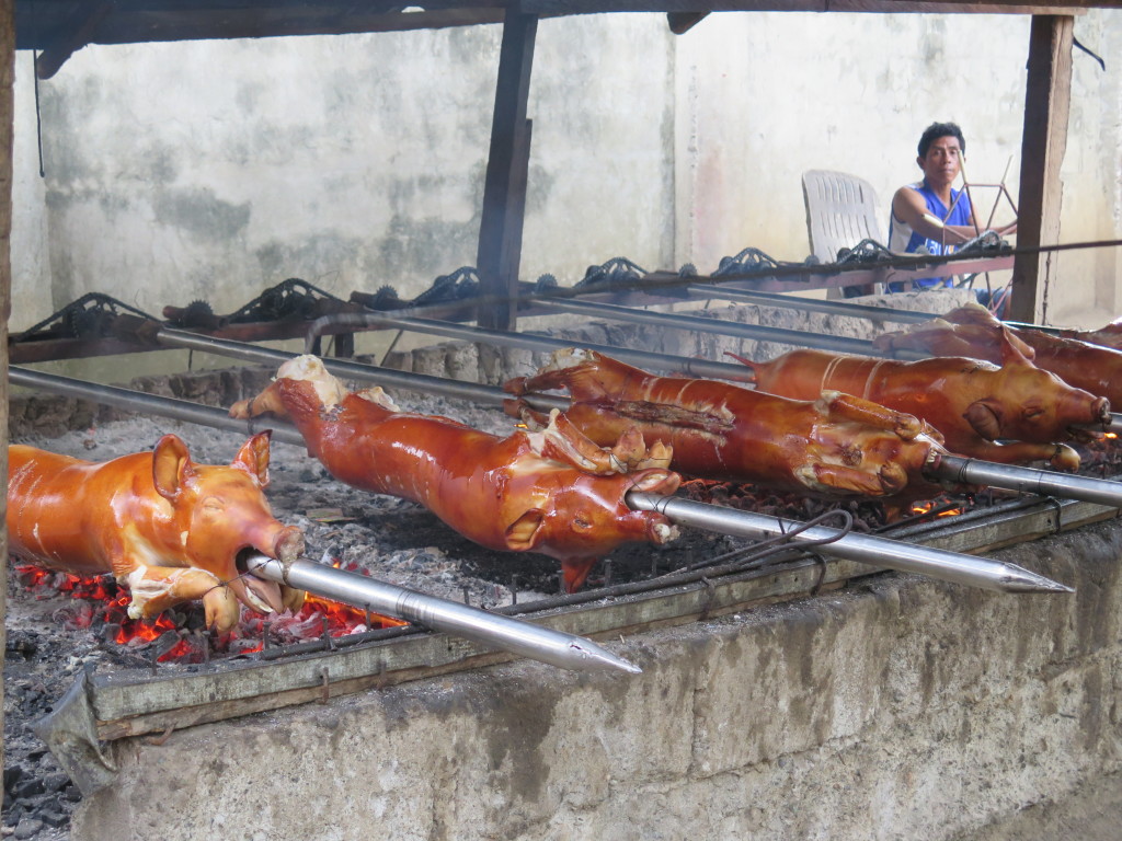 lechon cooking