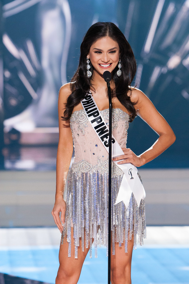 Pia Alonzo Wurtzbach, Miss Philippines 2015 on stage in fashion by Sherri Hill during the opening of The 2015 MISS UNIVERSE® Preliminary Show at Planet Hollywood Resort & Casino Wednesday, December 16, 2015. The 2015 Miss Universe contestants are touring, filming, rehearsing and preparing to compete for the DIC Crown in Las Vegas. Tune in to the FOX telecast at 7:00 PM ET live/PT tape-delayed on Sunday, Dec. 20, from Planet Hollywood Resort & Casino in Las Vegas to see who will become Miss Universe 2015. HO/The Miss Universe Organization