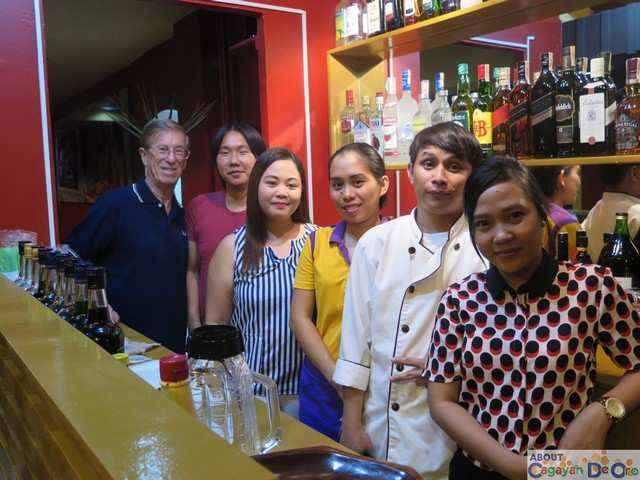 Team About Cdo poses with the Owner Mr. Tony King, his Chef and Bartender.