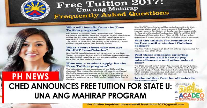 06162017 - CHED FREE TUITION 2017