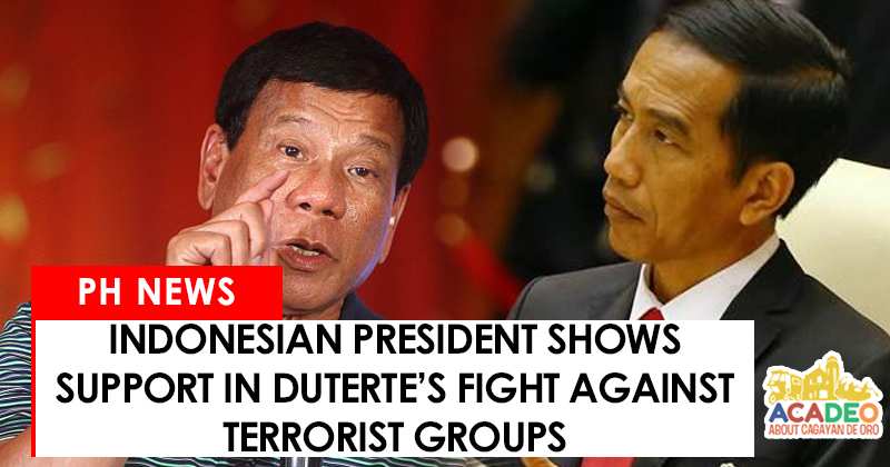 Widodo shoes support in Duterte's fight against terrorists