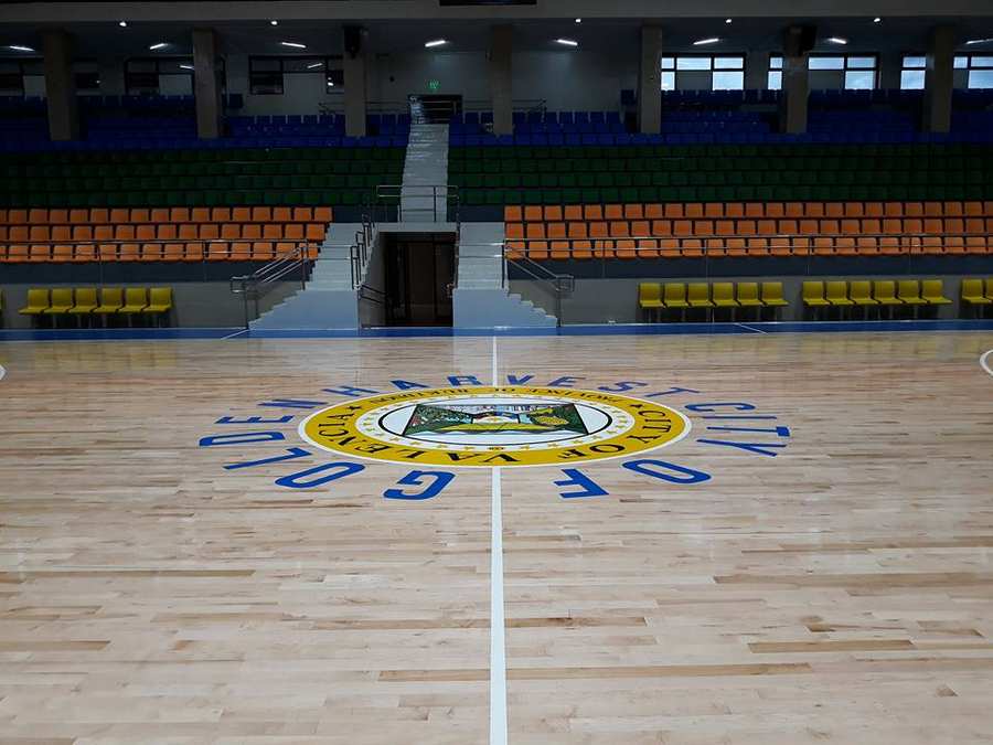 Basketball Court with a hardwood tiles and