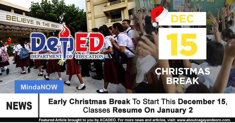 Deped Early Christmas Break To Start This December 15