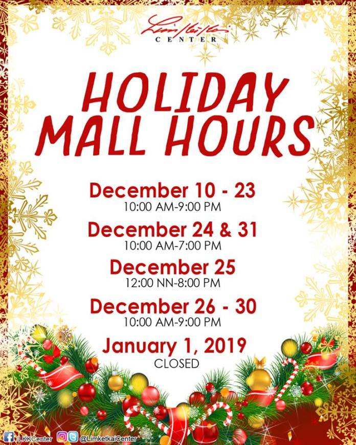 Holiday Mall Hours