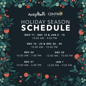 2019 Christmas Schedule