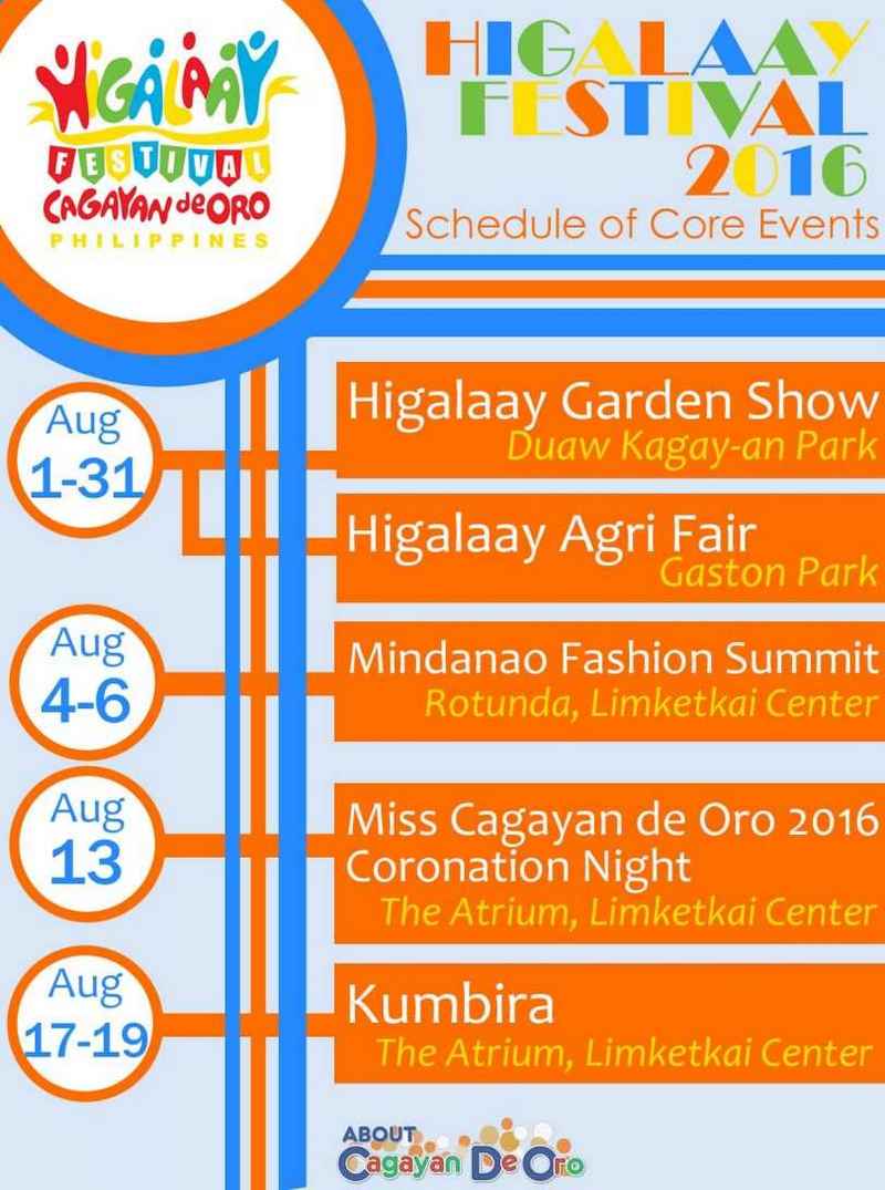 Higalaay Festival 2016 Schedule of Core Events