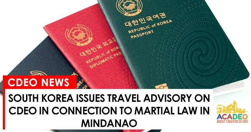 south korea issues travel advisory on mindanao