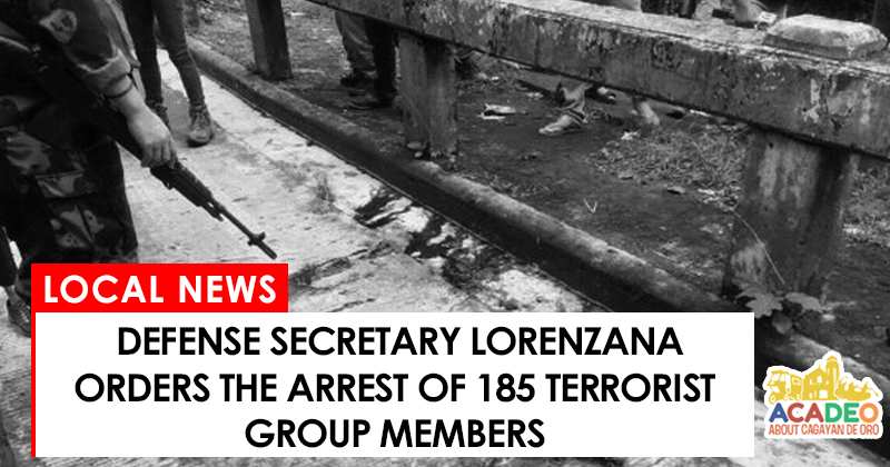 lorenzana orders arrest of 185 terrorist group members