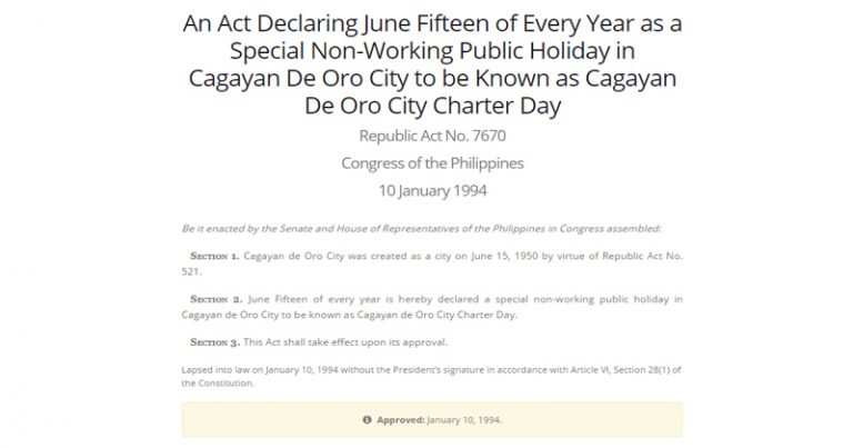 June 15 Is Cagayan De Oro City Charter Day 
