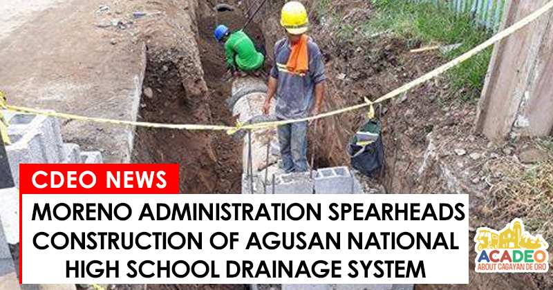 moreno administration leads agusan national high school drainage system construction