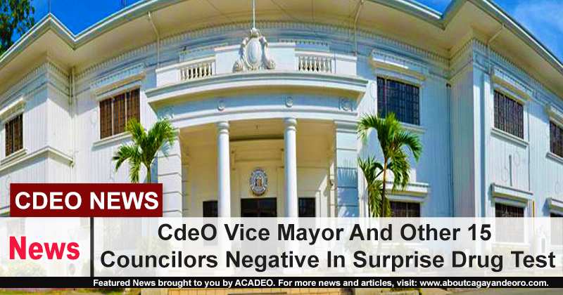 CdeO vice mayor and other 15 councilors negative in surprise drug test