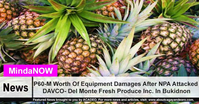 P60-M Worth Of Equipment Damages After NPA Attacked DAVCO- Del Monte Fresh Produce Inc. In Bukidnon
