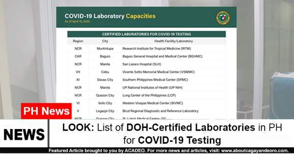 LOOK: List of DOH-Certified Laboratories in PH for COVID-19 Testing