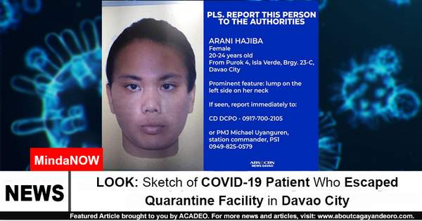 LOOK: Sketch of COVID-19 Patient Who Escaped Quarantine Facility in Davao City