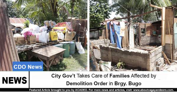 City Gov't Takes Care of Families Affected by Demolition Order in Brgy. Bugo