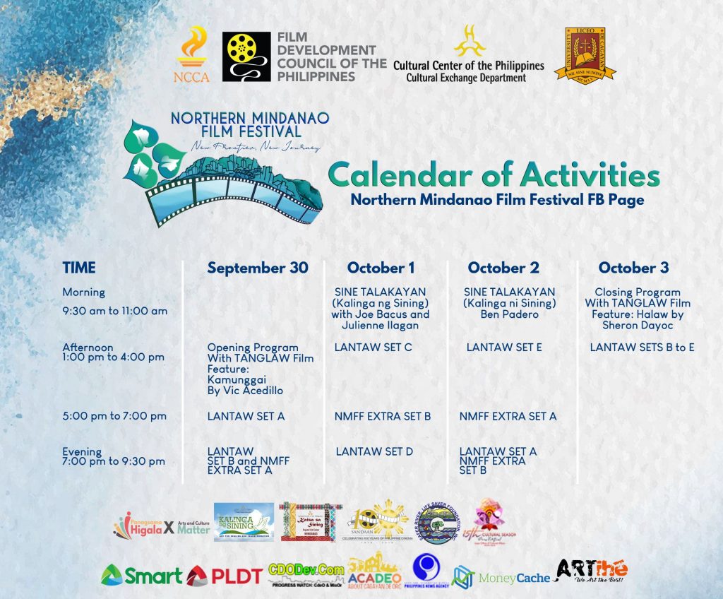 Northern Mindanao Film Festival Screening Schedule