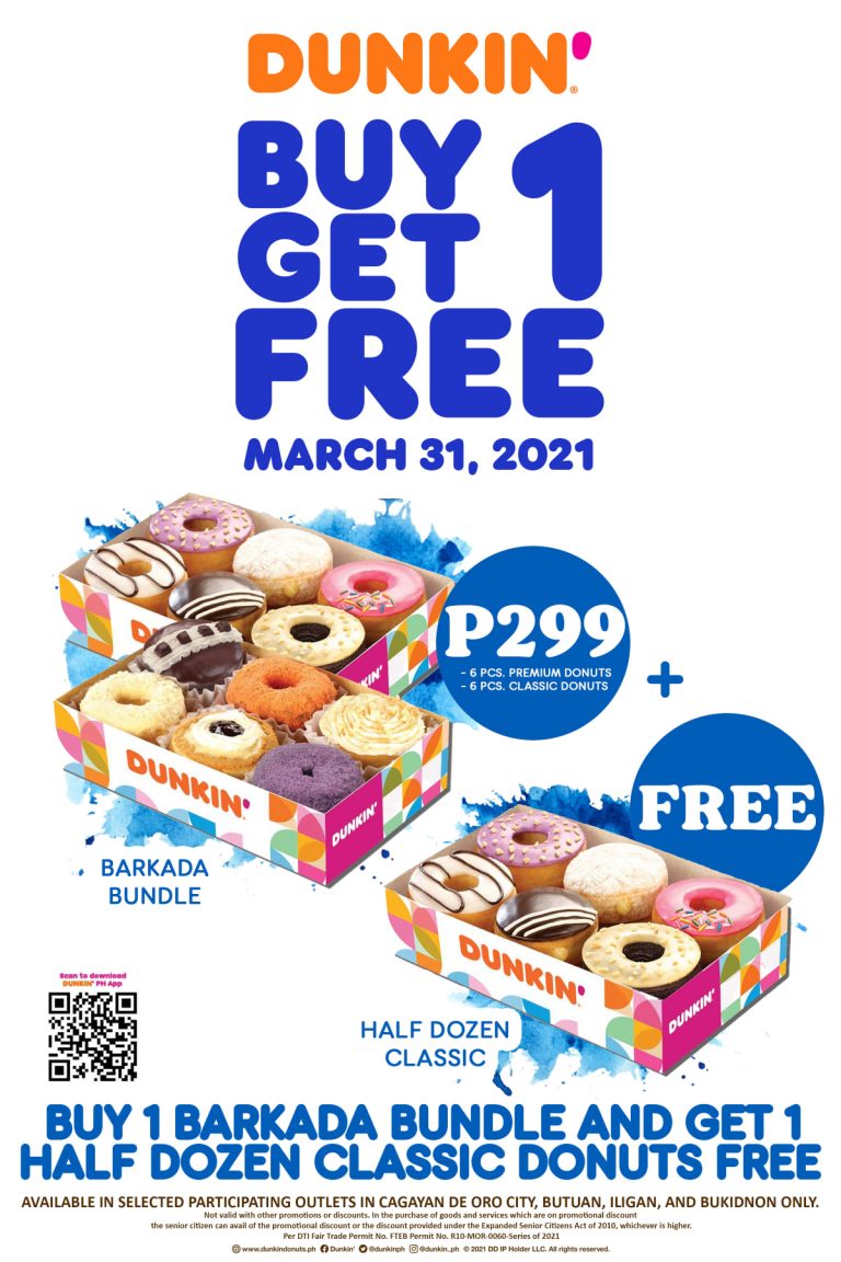 Dunkin' Donuts To Offer "Buy 1 Get 1" Promo This March 31