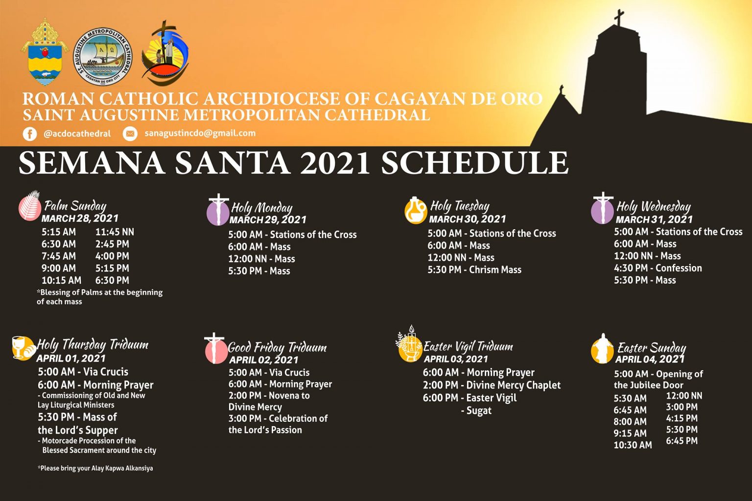 Holy Week Schedule Of Activities @ CDO's St. Augustine Metropolitan ...