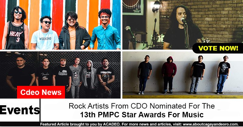 Rock Artists From CDO Nominated For The 13th PMPC Star Awards For Music